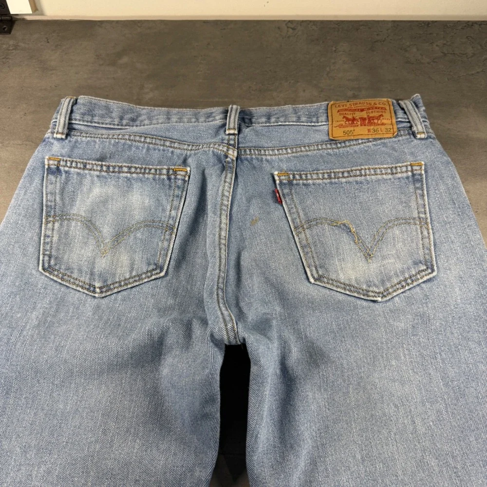 Vintage‎ Levis 505 Jeans Mens 36x32 Light Wash Faded Distressed Y2K Skate Grunge